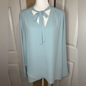 Karen Kane Baby Blue Lightweight Longsleeve Office Blouse Sz XL